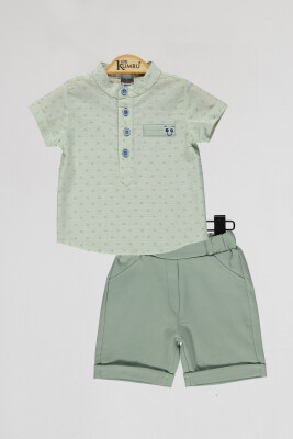 Wholesale Baby Boys 2-Piece Shirt and Shorts 6-18M Kumru Bebe 1075-4083 Мятно-зеленый