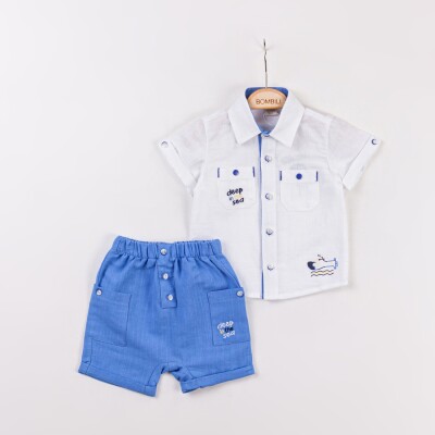 Wholesale Baby Boys 2-Piece Shirt and Shorts Set 3-12M Minibombili 1005-6741 Синий