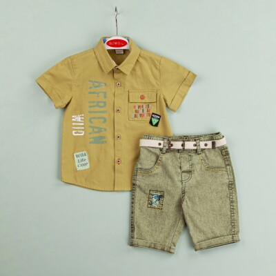 Wholesale Baby Boys 2-Piece Shirt and Shorts Set 9-24M Bombili 1004-6457 Горчичный