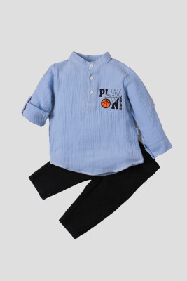 Wholesale Baby Boys 2-Piece Shirt Set with Pants 9-24M Kidexs 1026-35066 Синий