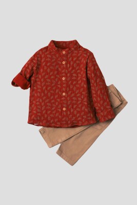 Wholesale Baby Boys 2-Piece Shirt Set with Pants 9-24M Kidexs 1026-35067 Хаки 