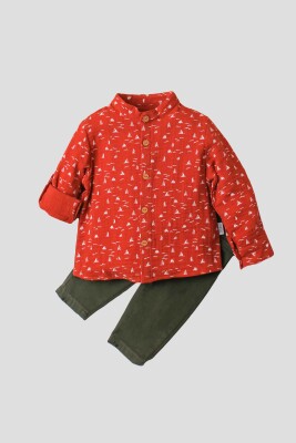 Wholesale Baby Boys 2-Piece Shirt Set with Pants 9-24M Kidexs 1026-35069 Черепичный цвет