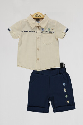 Wholesale Baby Boys 2-Piece Shirts and Short Set 6-18M Kumru Bebe 1075-4023 Бежевый 