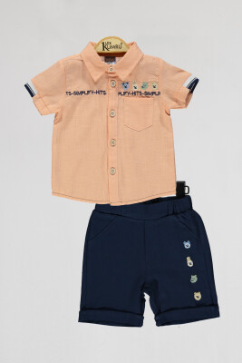 Wholesale Baby Boys 2-Piece Shirts and Short Set 6-18M Kumru Bebe 1075-4023 Лососевый цвет