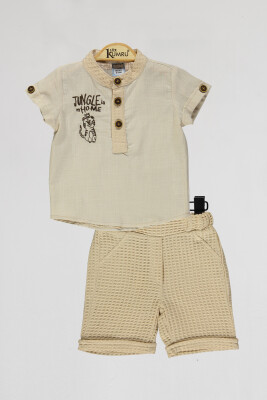 Wholesale Baby Boys 2-Piece Shirts and Short Set 6-18M Kumru Bebe 1075-4066 Бежевый 