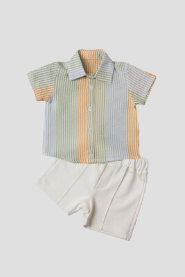 Wholesale Baby Boys 2-Piece Striped Shirt Set with Shorts 6-24M Kidexs 1026-65101 - 1