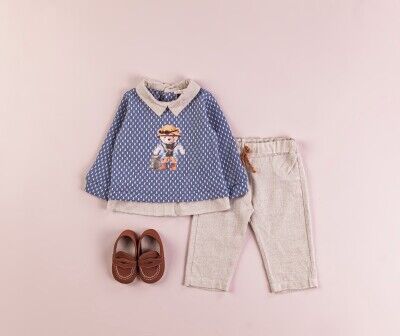 Wholesale Baby Boys 2-Piece Sweater and Pants Set 3-12M BabyRose 1002-4356 Темно-синий