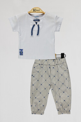 Wholesale Baby Boys 2-Piece T-Shirt and Pants Set 6-18M Kumru Bebe 1075-4119 Белый 