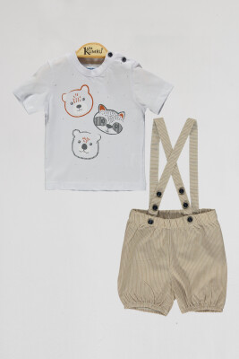 Wholesale Baby Boys 2-Piece T-Shirt and Shorts Set 6-18M Kumru Bebe 1075-4093 Белый 