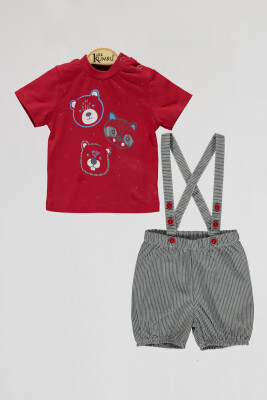 Wholesale Baby Boys 2-Piece T-Shirt and Shorts Set 6-18M Kumru Bebe 1075-4093 Красный