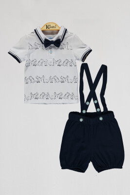 Wholesale Baby Boys 2-Piece T-shirt and Shorts Set 6-18M Kumru Bebe 1075-4094 Белый 