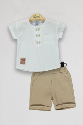 Wholesale Baby Boys 2-Piece T-Shirt and Shorts Set 6-18M Kumru Bebe 1075-4109 Белый 