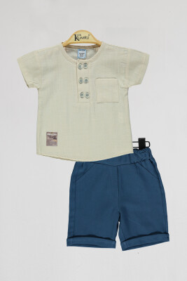 Wholesale Baby Boys 2-Piece T-Shirt and Shorts Set 6-18M Kumru Bebe 1075-4109 Бежевый 