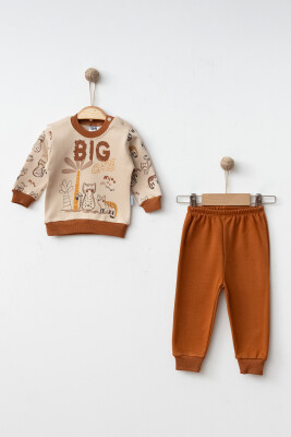 Wholesale Baby Boys 2-Piece Tracksuit Set 3-9M Hoppidik 2017-2337 Коричневый 