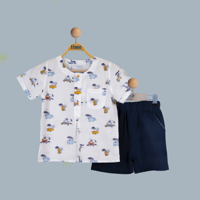 Wholesale Baby Boys 2-Piece with Shirt and Shorts Set 6-24M Timo 1018-TE4DT042241611 Синий