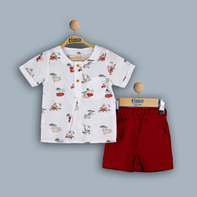 Wholesale Baby Boys 2-Piece with Shirt and Shorts Set 6-24M Timo 1018-TE4DT042241611 Бежевый 