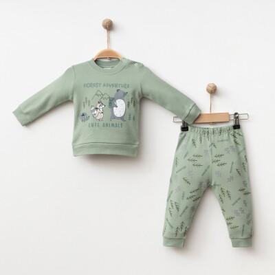 Wholesale Baby Boys 2-Pieces Body and Pants Set 6-18M Gümüş Baby 2043-002040 Хаки 