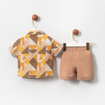 Wholesale Baby Boys 2-Pieces Shirt and Short Set 9-24M Cumino 1014-CMN3475 Горчичный