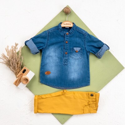 Wholesale Baby Boys 2 Pieces Shirt and Trousers Set Suit 6-24M Bubbly 2035-452 Жёлтый 