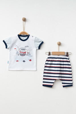 Wholesale Baby Boys 2-Pieces T-shirt and Short Set 3-9M Hoppidik 2017-2294 Синий