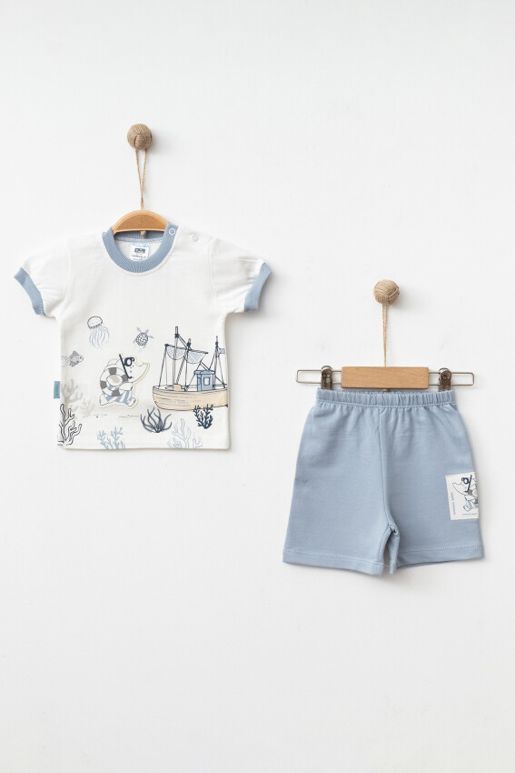 Wholesale Baby Boys 2-Pieces T-shirt and Short Set 3-9M Hoppidik 2017-2351 - 1