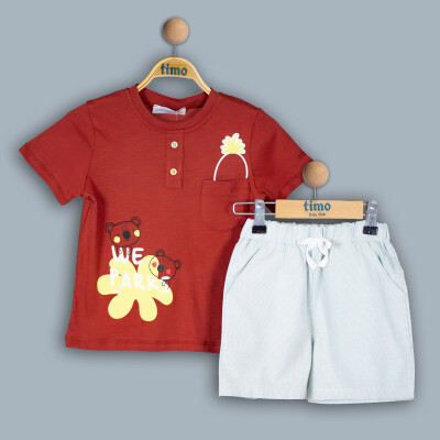 Wholesale Baby Boys 2-Pieces T-shirt and Short Set 6-24M Timo 1018-TE4DT082241121 - Timo