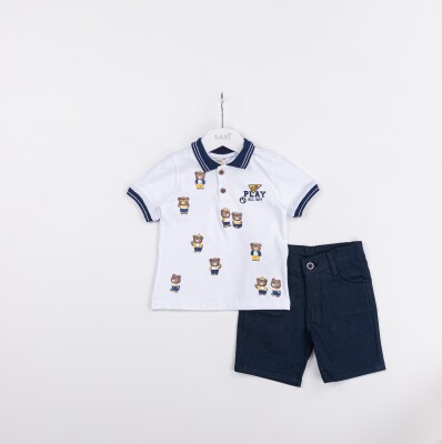 Wholesale Baby Boys 2-Pieces T-shirt and Short Set 9-24M Sani 1068-9924 Белый 