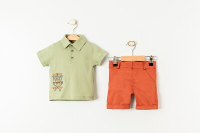 Wholesale Baby Boys 2-Pieces T-shirt and Shorts Set 6-24M Bubbly 2035-727 Зелёный 