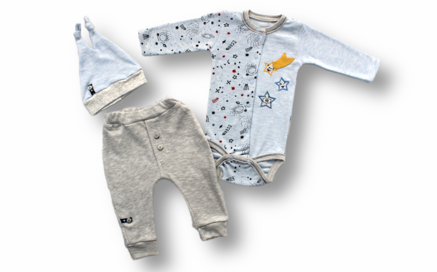 Wholesale Baby Boys 3-Piece Bodysuit Set 3-12M Tomuycuk 1074-75433 - 1