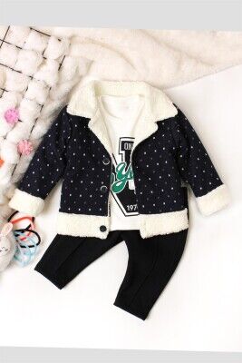 Wholesale Baby Boys 3-Piece Cardigan Set with Body and Pants 9-24M Kidexs 1026-45040 - 2