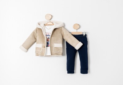 Wholesale Baby Boys 3-Piece Coat, Body and Pants Set 9-24M Sani 1068-10024 Темно-синий