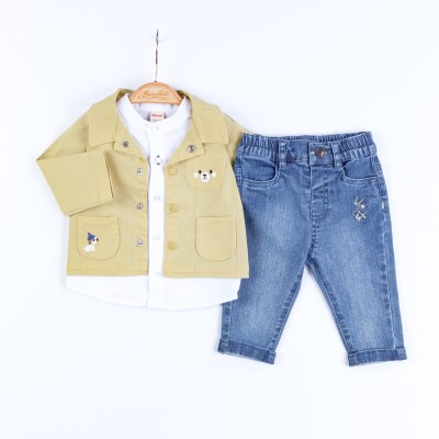 Wholesale Baby Boys 3-Piece Denim Jacket, Pants and Shirt Set 3-12M Minibombili 1005-6671 - 2