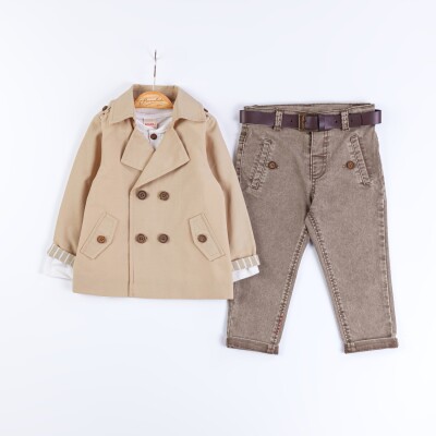 Wholesale Baby Boys 3-Piece Jacket, Badi and Denim Pants Set 9-24M Bombili 1004-6707 - Bombili (1)