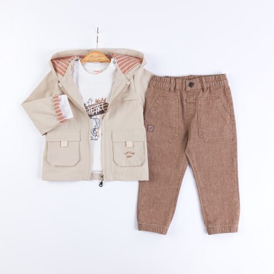 Wholesale Baby Boys 3-Piece Jacket, Badi and Pants Set 9-24M Bombili 1004-6706 Бежевый 