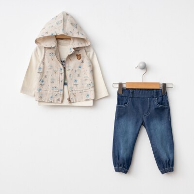 Wholesale Baby Boys 3-Piece Jacket, Bodysuit and Denim Pants Set 6-24M BonBon 2056-5002 Синий