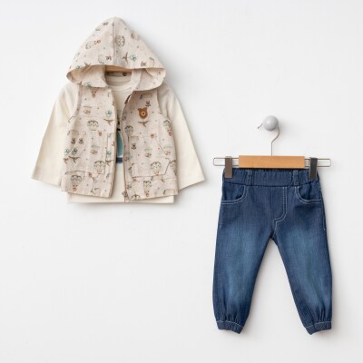 Wholesale Baby Boys 3-Piece Jacket, Bodysuit and Denim Pants Set 6-24M BonBon 2056-5002 - BonBon (1)