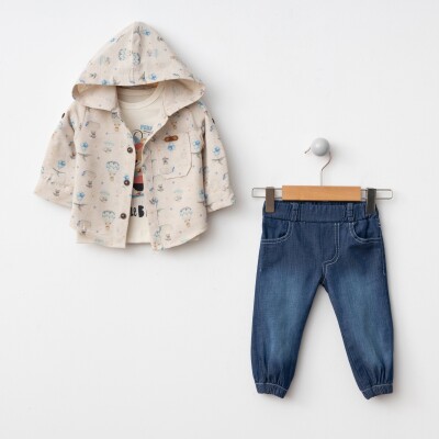 Wholesale Baby Boys 3-Piece Jacket, Bodysuit and Denim Pants Set 6-24M BonBon 2056-5003 Синий