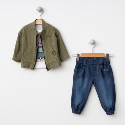 Wholesale Baby Boys 3-Piece Jacket, Bodysuit and Denim Pants Set 6-24M BonBon 2056-6001 - BonBon (1)