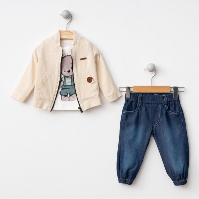 Wholesale Baby Boys 3-Piece Jacket, Bodysuit and Denim Pants Set 6-24M BonBon 2056-6001 - BonBon