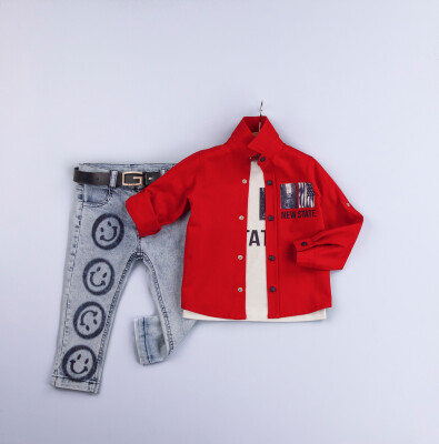 Wholesale Baby Boys 3-Piece Jacket, Bodysuit and Denim Pants Set 6-24M Gold Class 1010-1221 - 1