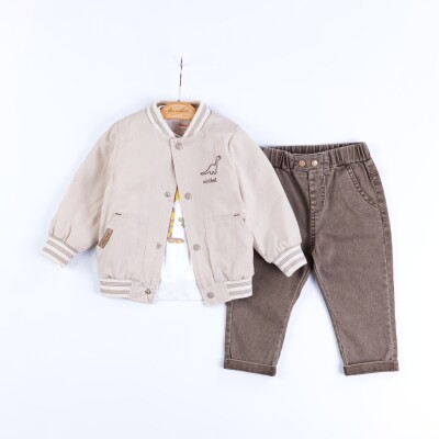 Wholesale Baby Boys 3-Piece Jacket, Bodysuit and Pants Set 3-12M Minibombili 1005-6686 Бежевый 