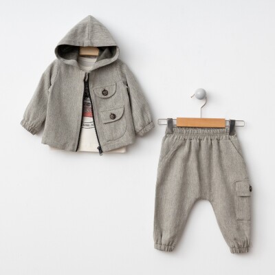Wholesale Baby Boys 3-Piece Jacket, Long Sleeve Bodysuit and Pants Set 6-24M BonBon 2056-8004 - BonBon