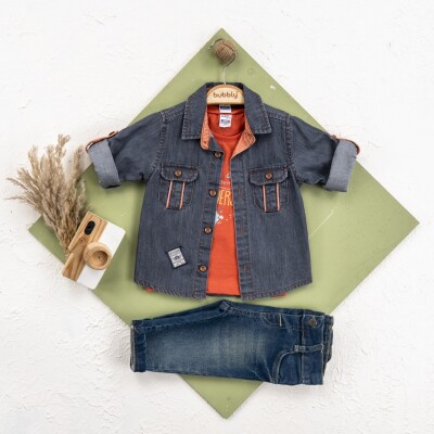 Wholesale Baby Boys 3-Piece Jacket, Pants and T-shirt Set 6-24M Bubbly 2035-459 Антрацитовый