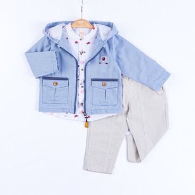 Wholesale Baby Boys 3-Piece Jacket, Shirt and Pants Set 3-12M Minibombili 1005-6677 Синий