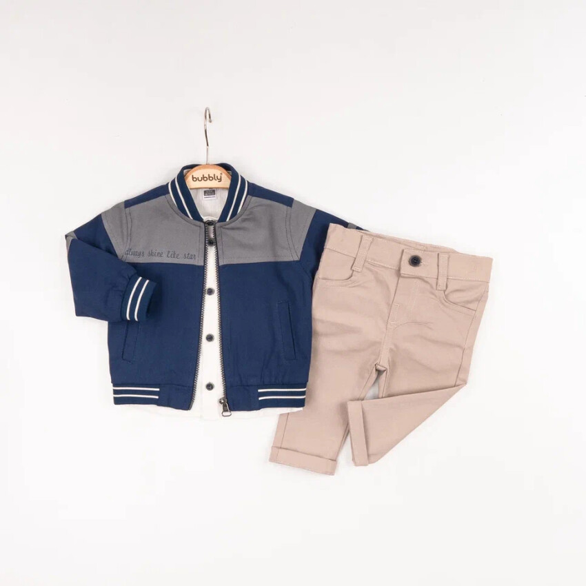 Wholesale Baby Boys 3-Piece Jacket, Shirt and Pants Set 6-24M Bubbly 2035-389 - Bubbly