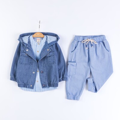 Wholesale Baby Boys 3-Piece Jacket, Shirt and Pants Set 9-24M Bombili 1004-6705 Синий