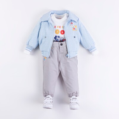 Wholesale Baby Boys 3-Piece Jacket, Sweatshirt and Pants Set 9-24M Minibombili 1005-6540 Синий
