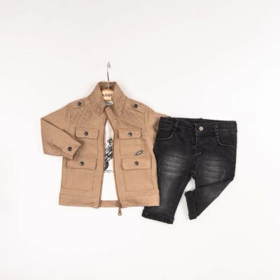 Wholesale Baby Boys 3-Piece Jacket, T-Shirt and Denim Pants Set 6-24M Bubbly 2035-350 - Bubbly