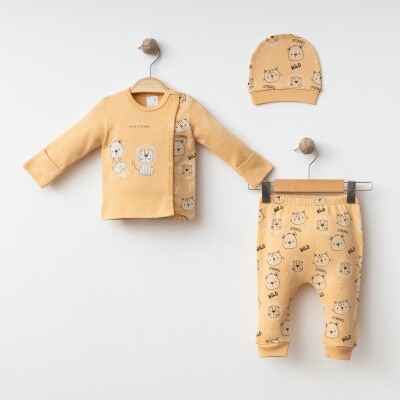 Wholesale Baby Boys' 3-Piece Newborn Set 0-3M Gümüş Baby 2043-005004 Горчичный