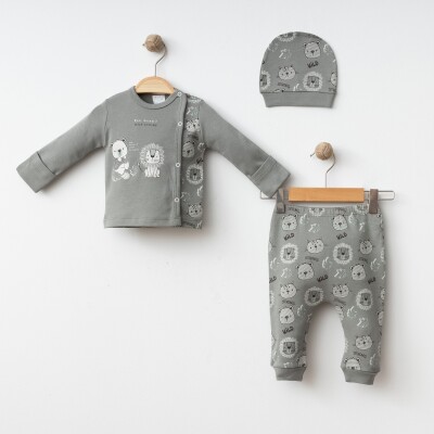 Wholesale Baby Boys' 3-Piece Newborn Set 0-3M Gümüş Baby 2043-005004 Хаки 